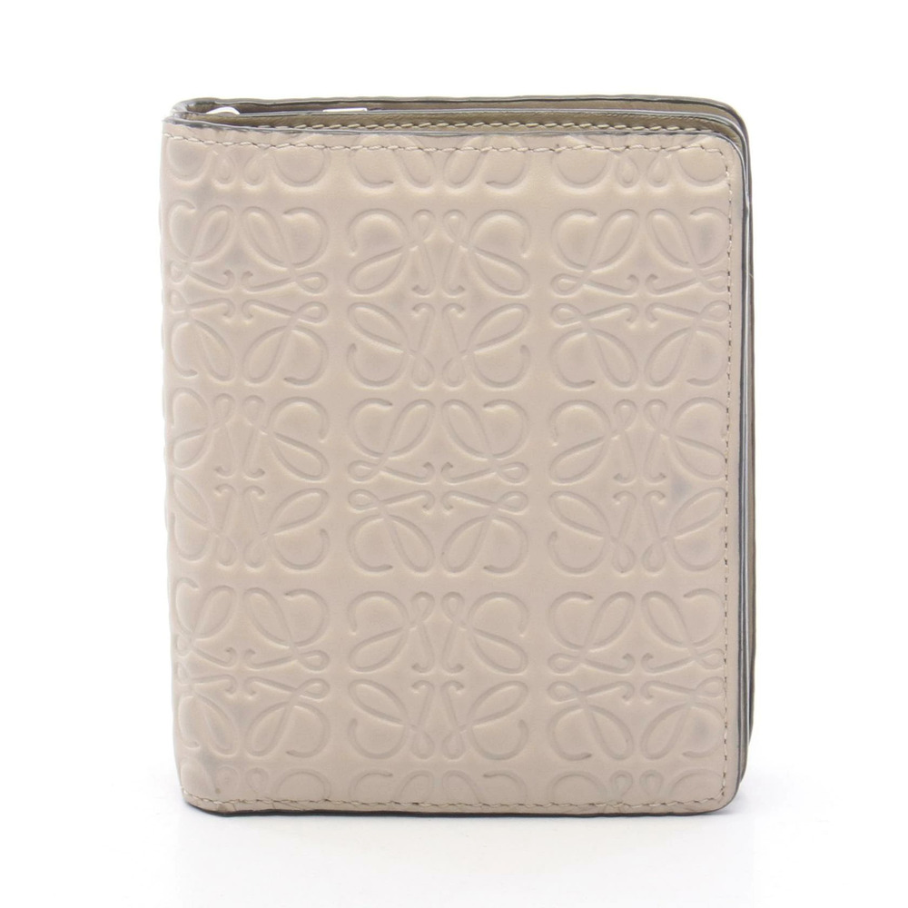 Loewe Repeat Anagram Compact Zip Wallet Bifold Leather Beige Tan